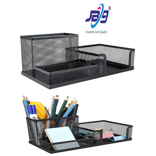 JB9 3 Compartment Mesh Wire Pen Stand