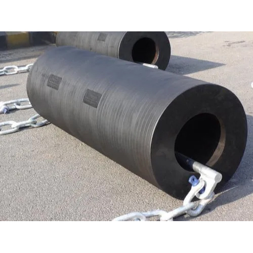 Black Rubber Cylindrical Fender - Hardness: Rigid