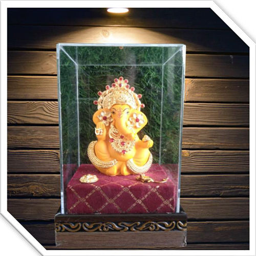 Ganesh Ji Enclosed In Glass Frame - Color: Yellow