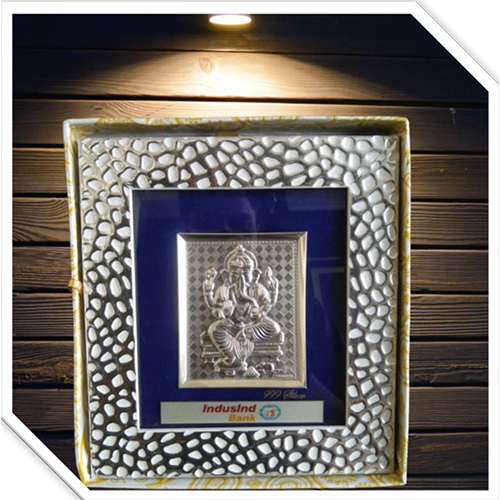 Ganesh ji Photo Frame Silver Plated