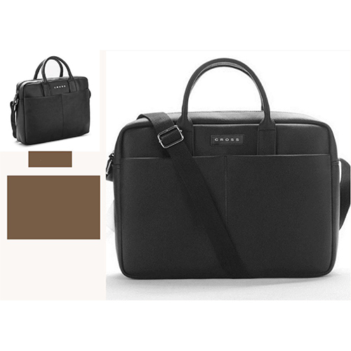 Fancy Cross Leather Laptop Bags - Color: Black