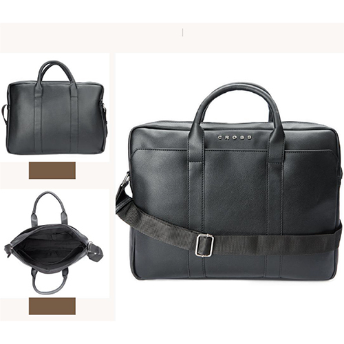 Commercial Cross Leather Laptop Bag - Color: Black