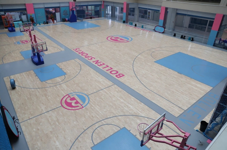 Non-Slip Colorful Customized Printed Vinyl Basketball Gym