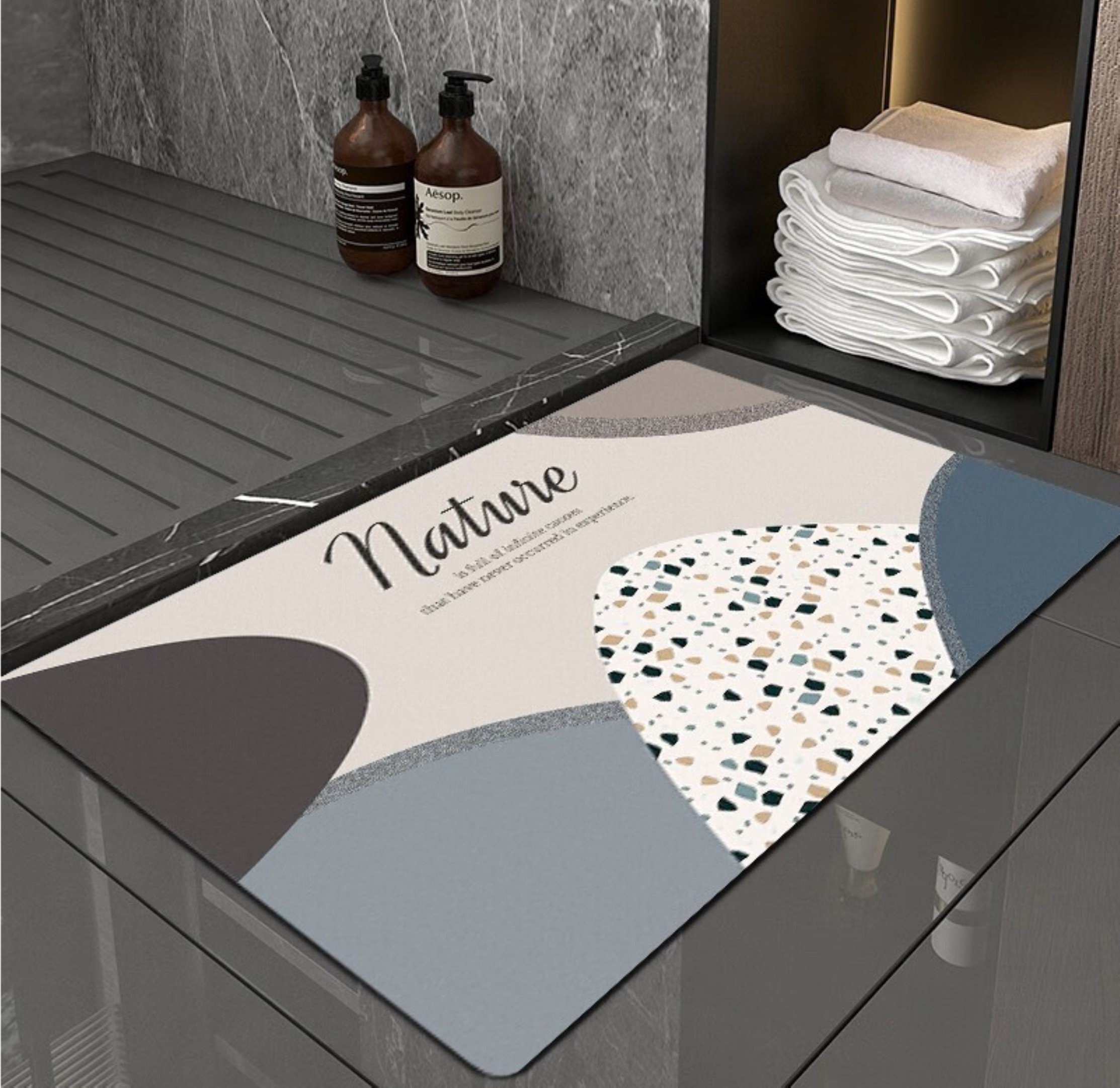 Kitchen Entrance Door Mat Super Absorbent Diatomite 3D Bath Mat Non Slip