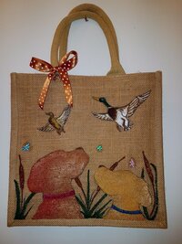 Custom Printed Logo Eco-Friendly Jute Burlap Fabric Handled Shopping Bags Reusable and for Gifts