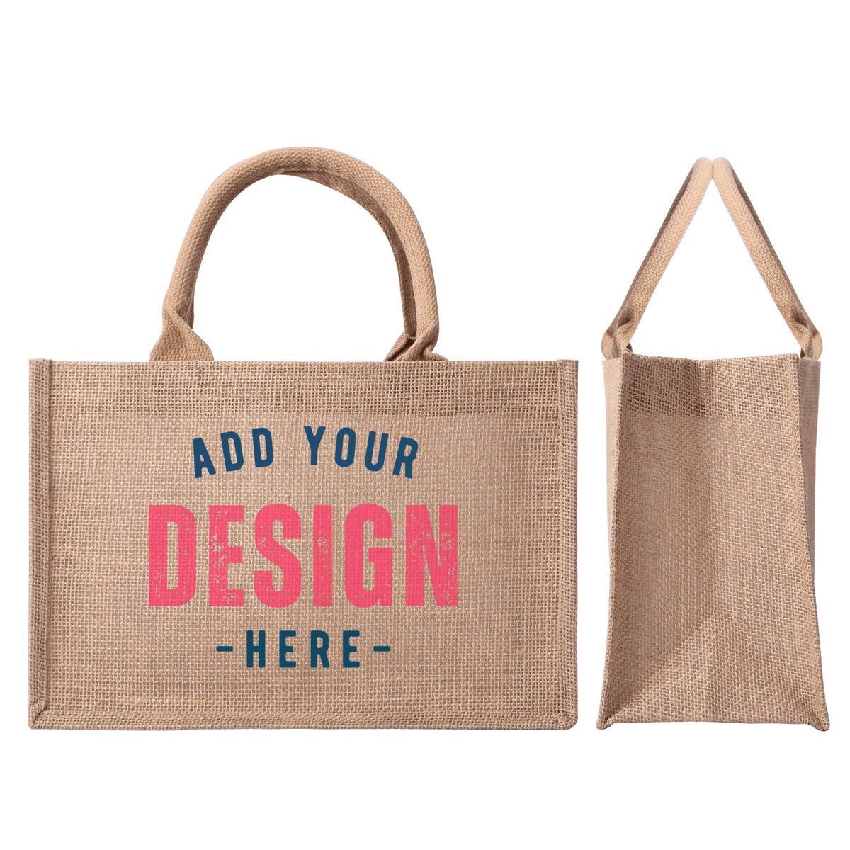 Custom Printed Logo Eco-Friendly Jute Burlap Fabric Handled Shopping Bags Reusable and for Gifts