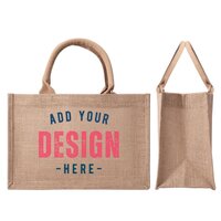 Custom Printed Logo Eco-Friendly Jute Burlap Fabric Handled Shopping Bags Reusable and for Gifts
