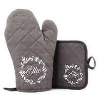 Custom Oven Mitt - Cotton Blend, Full Finger Style, Grey Color | Washable, Ideal For Kitchen Use