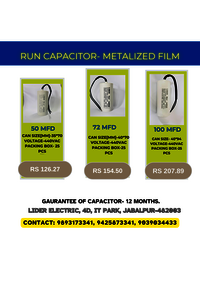 Lider 50 MFD Run capacitor- Metalized film