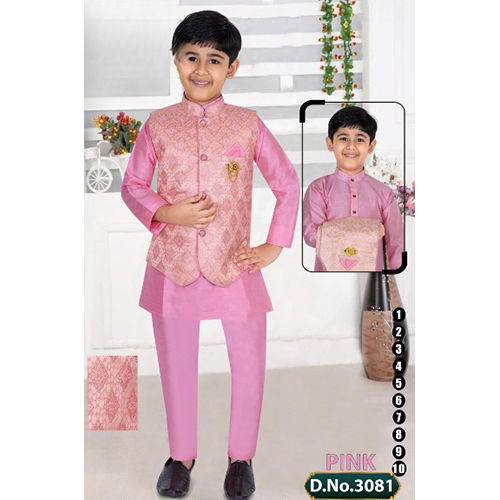 Pink Color Baby Boys Kurta Paint