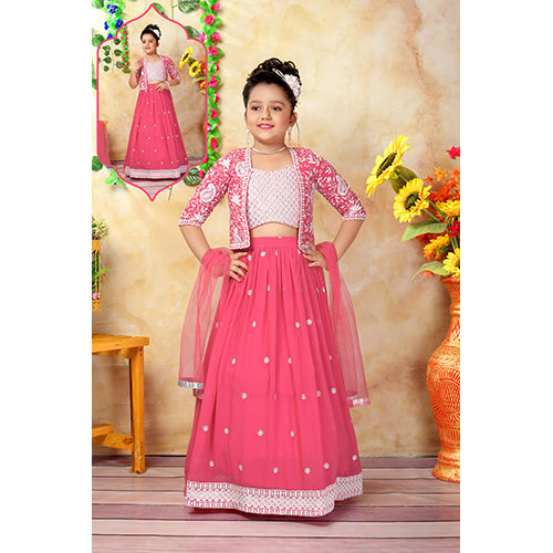 Pink Color Kids Ready Made Lehenga - Ethnic Region: Indian