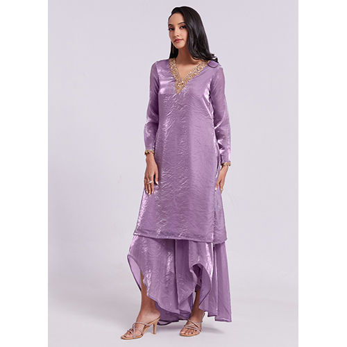 Ladies Purple Suit With Palazzo - Feature: Washable