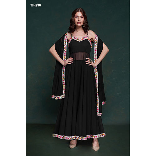 Ladies Black Ready Made Gown - Ethnic Region: Indian