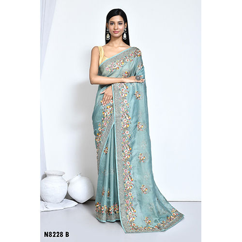 Ladies Party Wear Saree - Color: Blue