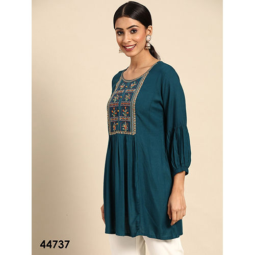 Ladies Embroidered Short Kurti - Feature: Washable