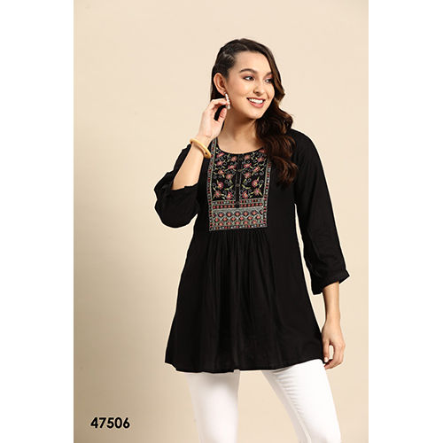 Ladies Black Short Kurti - Feature: Washable