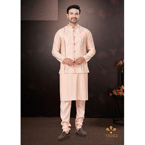 Mens Pink Wedding Collection Kurta Set - Ethnic Region: Indian