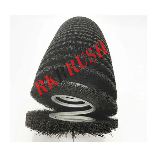 Abrasive Nylon Spiral Roller Brush - Bristle Color: Black