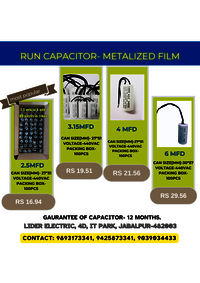 Lider 2.5 MFD Run Capacitor-Metalized Film