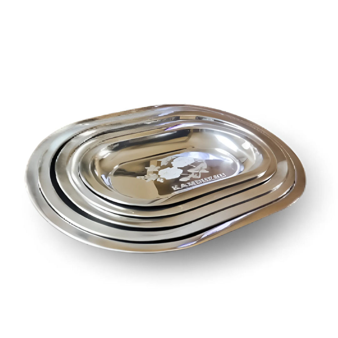 STAINLESS STEEL OVAL SERVING TRAY