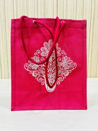 Reusable Logo Durable Laminated  100% Jute Tote Bag for Gift  With Long Cotton handle