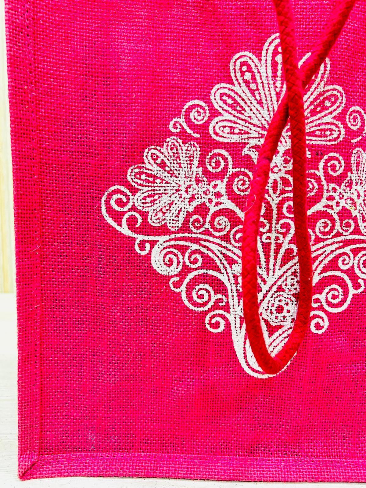 Durable Laminated  100% Jute Tote Bag for Gift  With Long Cotton handle