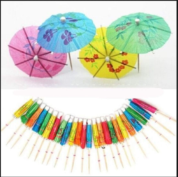 Umbrella Toothpick Sticks - Wooden, 3.5 Inches Long, Assorted Colors | Perfect for Party Decoration, Ideal for Appetizers and Snacks