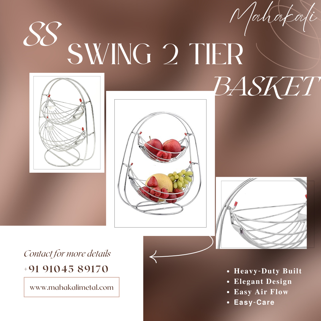 SS 2 TIER FRUIT BASKET