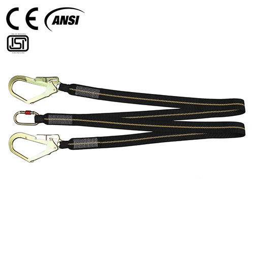 Double Webbing Lanyard With Two Ropes And 2 Scaffolding Hooks - Isf 93 - Color: As Per Availability