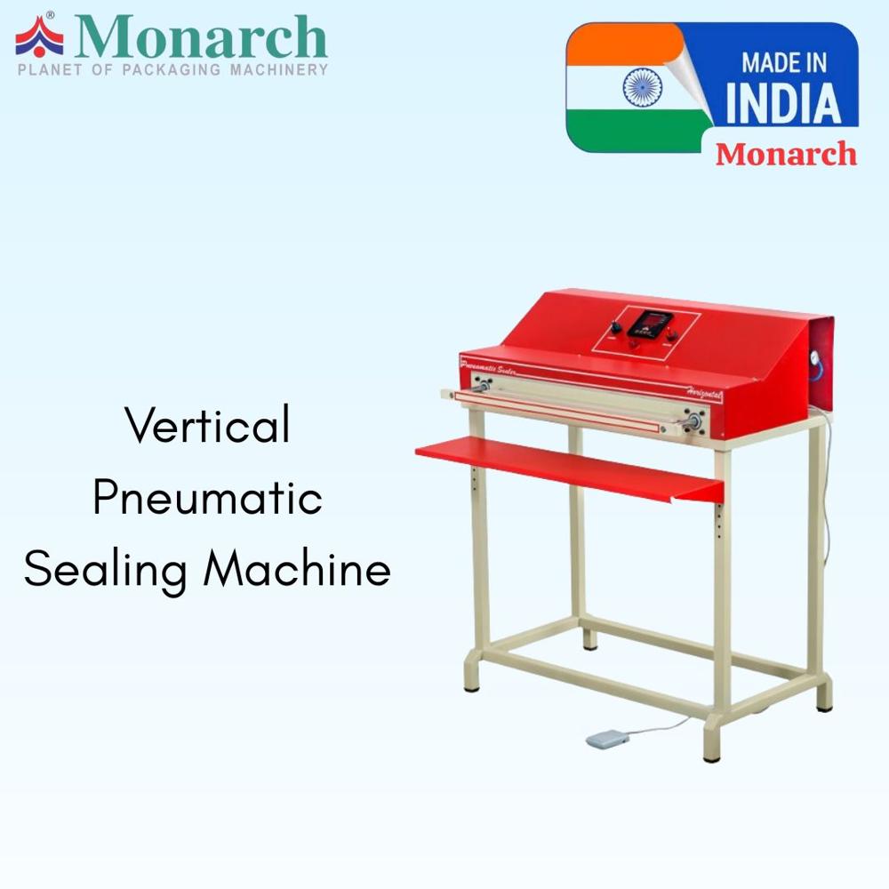 Pneumatic Paddle Sealer Machine - 900mm Sealing Length, 55kg Weight, Red Color | Manual Operation, Foot Operated Switch, 5 Bag/Min Speed, Ideal for Flexible Packaging