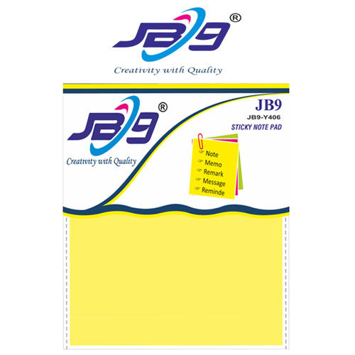 Jb9-Y406 Yellow  Sticky Note Pad - Shape: Rectangular