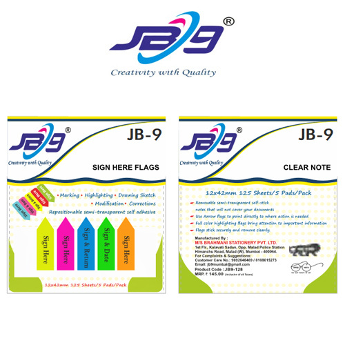 JB9 Plastic Flag Sticky Note Pad-Sign Here