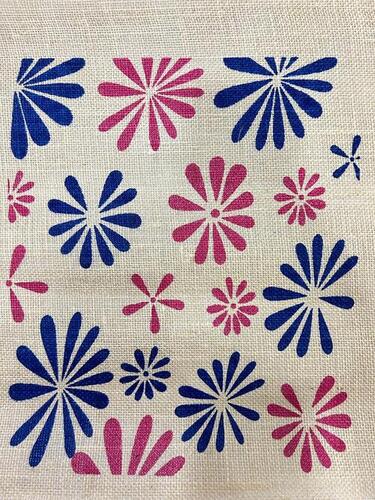 100% Natural Jute Fabric Flower Printed Product