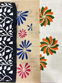100% Natural Jute Fabric Flower Printed Product