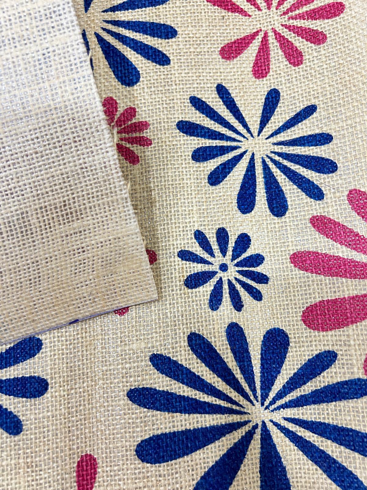 100% Natural Jute Fabric Flower Printed Product