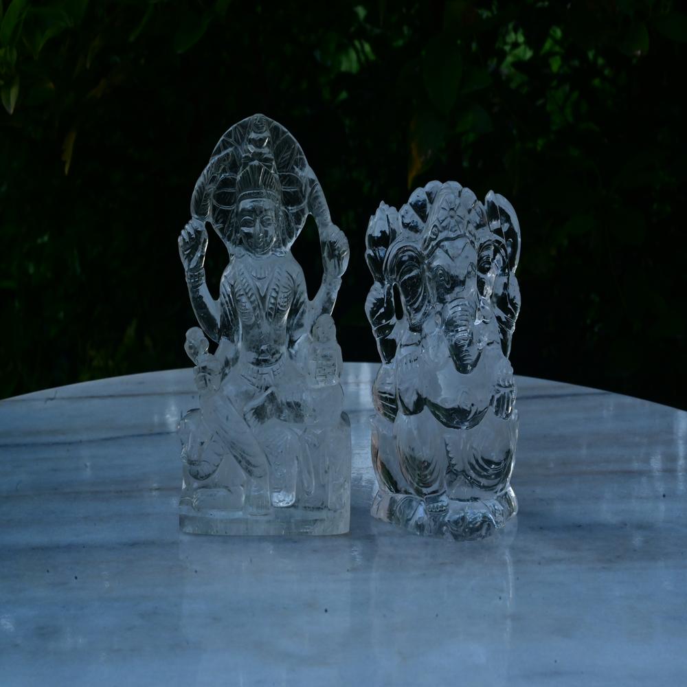 Gems Luxmi Ganesh Ji Statues - High-quality Stone Material, Various Sizes Available - Eco-friendly, Polished Finish, Easy To Clean