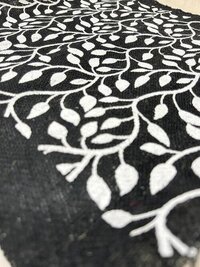 Black Color Laminated Print Jute Fabric For Bags & Handicrafts - 14x15 Inches, Multi Color, Printed Texture, Strong 300g Density