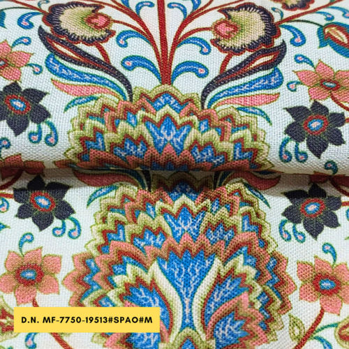 madhav fashion Multicoloured Flora Poly Linen Vintage Fabric