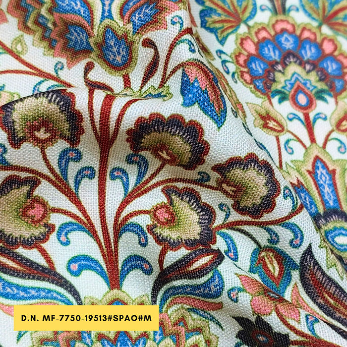 madhav fashion Multicoloured Flora Poly Linen Vintage Fabric