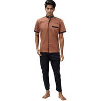 Half Sleeves Helping Staff Dress - Color: Brown