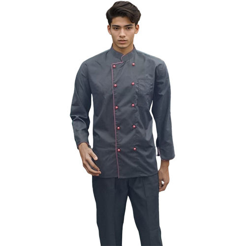 Chef Coat Black with Red Piping & Red Buttons