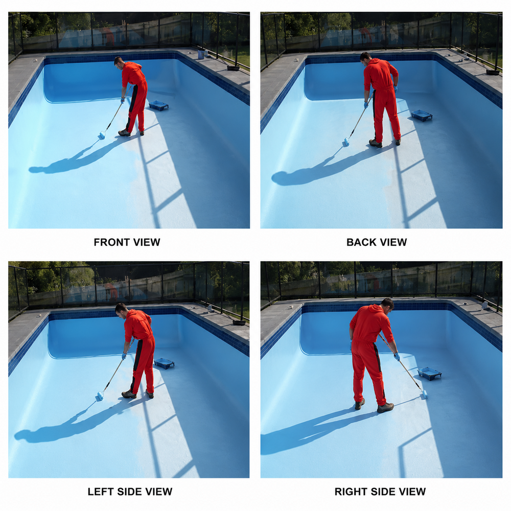SWIMMING POOL WATERPROOFING SERVICES - Epoxy Coating Light Blue, 100 sq ft/gallon Coverage, 24-Hour Drying Time, 5-Year Warranty, Brushing/Spraying Application