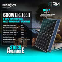 600w NON DCR N Type Topcon Bifacial Glass Transparent Backsheet