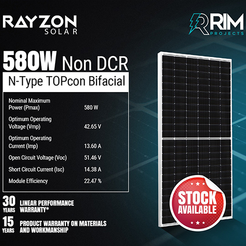 580w Non DCR N Type Topcon Bifacial