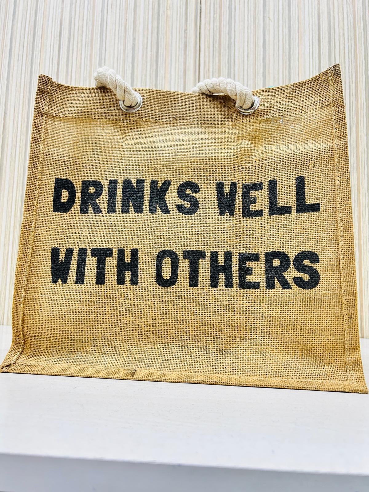 Jute Shopping And Grocery Bag With White Thick Twisted Rope Handle