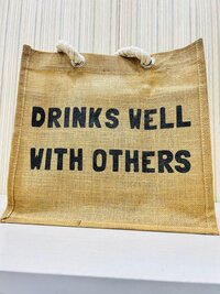 Jute Shopping And Grocery Bag With White Thick Twisted Rope Handle