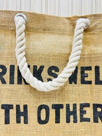 Jute Shopping And Grocery Bag With White Thick Twisted Rope Handle