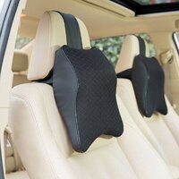 Car Head Rest Pillow - 100% Memory Foam, Breathable Mesh Fabric | Ergonomic Neck Support, Adjustable Elastic Strap, Multi-scenario Use