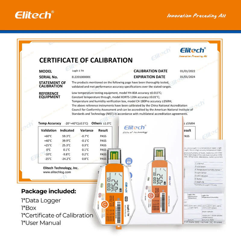 Elitech LogEt 1 TH Single Use Temperature and Humidity Data Logger