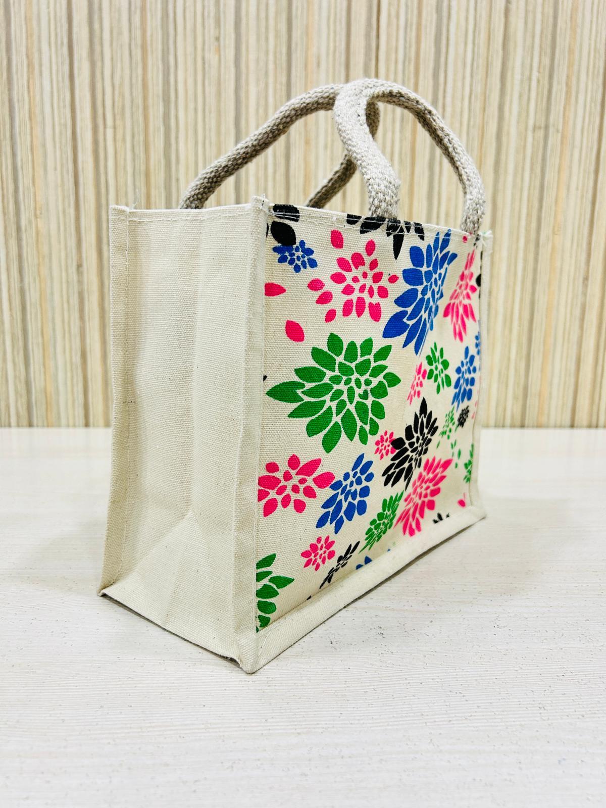 Flower Printed Canvas Bag at Best Price in India With Zipper Lock and with multi color